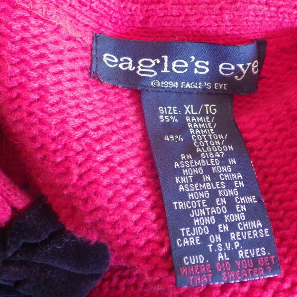 Vintage Eagle's Eye Red Sweater/ Embellished/ Teddy Bear/ Jewels - Picture 7 of 7